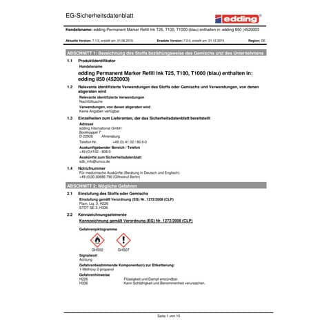 Marcatore permanente edding 850 punta scalpello 5-15 mm blu E-850 003